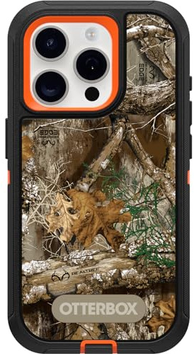 OtterBox, Schutzhülle für iPhone 15 Pro (nur), Defender Series, Realtree Edge (Blaze Orange/Schwarz/RT Edge), Robust und langlebig, Mit Portschutz, Inklusive Holster-Clip-Ständer