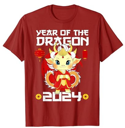 Décorations du Nouvel An chinois 2024 Année du dragon garçon fille T-Shirt
