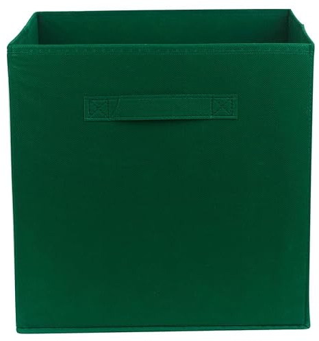 URBNLIVING 4 Pcs Foldable Fabric Cube Storage Boxes Collapsible Folding Box Fabric Cubes Organisers for Kids Playroom Toys Magazines Nursery Items Clothes Art & Craft Supplies (Basil)