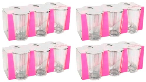 Acan Tradineur - Pack de 4 Caja de 6 Vasos Modelo Lara - Capacidad: 205 ml - Fabricado en Vidrio Resistente - Apto para lavavajillas - Tamaño Aprox: Ø 6,5 x 9,8 cm – 24 Uds Totales.