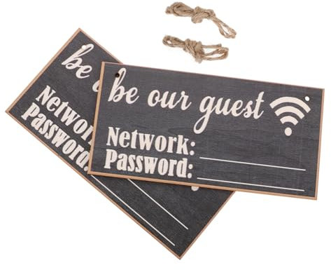 STOBAZA 2stücke -WiFi Passwortschild Im Tafelstil Wiederverwendbare Dekorative Holzschilder Für Gästezimmer Büro Und Hotel Design Installieren