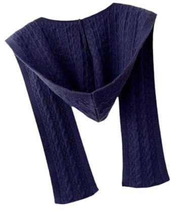 Oshhni Gestrickter Schal, Halswärmer, lässiger Schal mit Kapuze, für Damen und Herren, die im Freien spazieren gehen, Dunkelblau