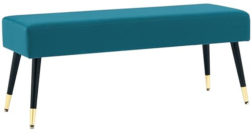 HOMCOM Banc Bout de lit Banquette rembourrée en Velours Banc d'entrée avec Pieds en métal, pour Chambre Salle à Manger Salon Couloir, 109,5 x 39,5 x 45,5 cm, Vert