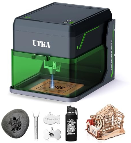 UTKA 10W Mini Lasergravierer mit 8000mm / min High-Speed, tragbarer Lasergravierer für Holz, Papier, Kunststoff, Leder, Lebensmittel, lackiertes Metall, Laserschneider mit 3,93 * 3,93in Gravierbereich