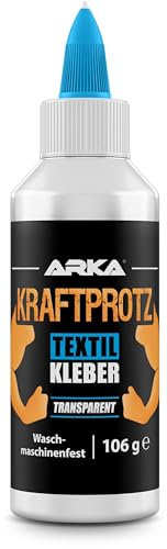 Pegamento Textil 105 g – Pegar en Vez de Coser: Flexible, Lavable y Transparente – para Tela, Cuero, Vaqueros, decoración, upcycling y Manualidades – sin disolventes – KRAFTPROTZ de ARKA