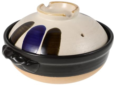 EXHUMKY Pentola Per Zuppa Ceramica Con Coperchio Design Giapponese Perfetta Per Stufati e Riso Adatta Per Cucina Versatile e Tradizionale