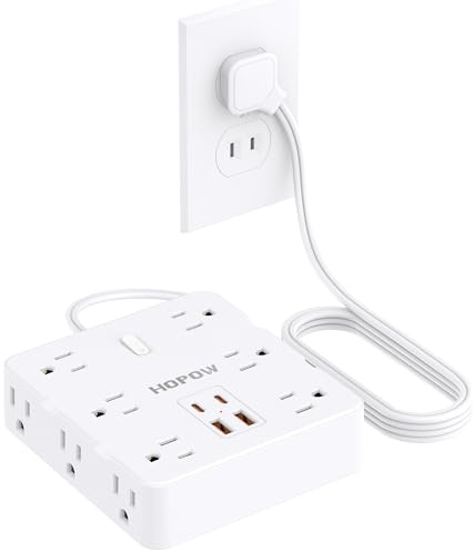 HOPOW 2 Prong Power Strip, 2 Prong to 3 Prong Outlet Adapter with 12 AC & 4 USB(2 USB-C), 1700J Two Prong Surge Protector, 5FT Extension Cord, Wall Mountable, Ideal for Old House Non-Grounded Outlets