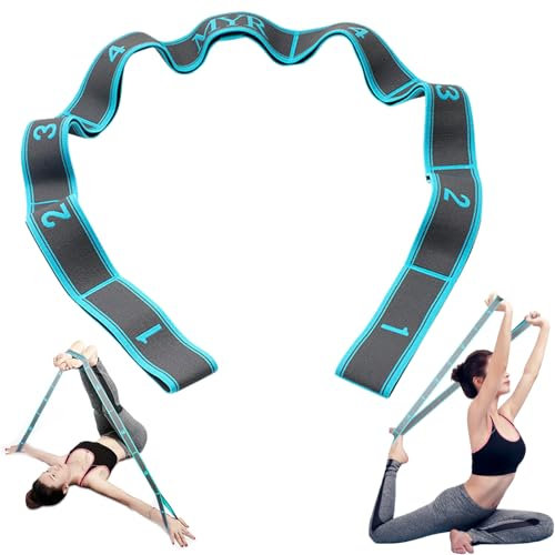 TYXHXTF Ceinture de Yoga élastique, Band D'étirement de Yoga avec 9 Boucles, Pour Pilates, Danse, Gymnastique, étirement Efficace