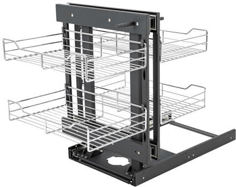 FUYAO Organizer ad angolo cieco estraibile per armadio da 80 cm, compatibile con apertura a sinistra e apertura destra, armadio scorrevole a 2 ripiani + 4 cestini estraibili, montaggio inferiore