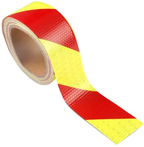TESSTSY Reflektierendes Klebeband Rot/Gelb, 5cm x 10m Reflektorband | Selbstklebend, Reflektierendes Klebeband Reflektierend, Reflektorband Selbstklebend 5cm, für Fahrzeuge Anhänger Fahrräder