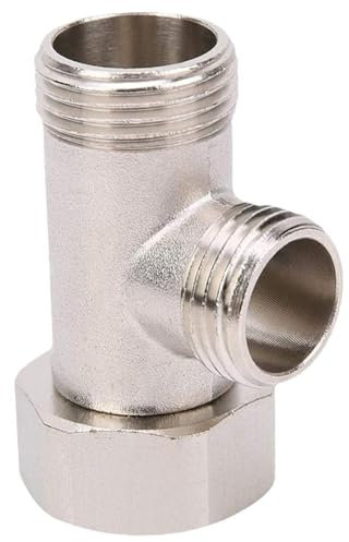 Bidet T-Adapter Brass 7/8 Inch 3 Way Valve Hose Splitter for Bidet Sprayer Shower Head Diverter and Faucet Connector Plumbing Accessories