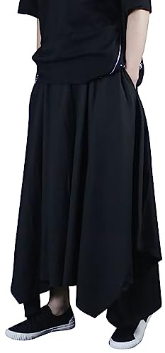 Generisch 2026 - Pantalon jupe décontracté pour homme - Pantalon sarouel ample - Style japonais - Kendo Culottes d'été en tissu court - Pantalons d'été pour hommes, Noir , M
