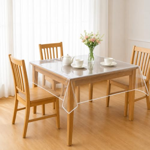 topolenashop Tovaglia PVC Trasparente 140x140 cm Quadrata – Tovaglia Plastificata Impermeabile Lavabile Antimacchia per Tavolo Cucina, Giardino, Esterni e Interni | 3283404