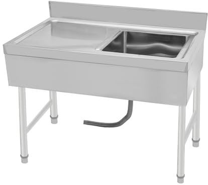 Fregadero de cocina independiente, acero inoxidable 201, para exteriores, 100 x 50 x 80 cm, para restaurante, hoteles