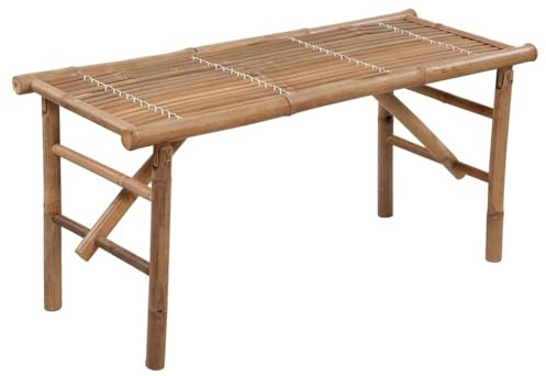 Frdhee Ruhebank Sitzbank Wetterfest, Klappbare Gartenbank mit Auflage 118 cm Bambus für Balkon und Garten