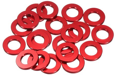 QUARKZMAN 20 Pcs Arandelas Planas Aluminio, M8x15x2mm Juntas Redondas Sellado Espaciadores Planos Para Tornillos Accesorios Reparación Maquinaria, Rojo Vino