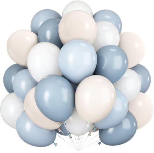 Luftballon Blau Weiss, 60 Stück Blaue Ballon Staubig Blau Weiß Latex Ballon | 12 Zoll Blaue Helium Ballons, Babyparty Baby Shower Gender Reveal Geburtstag Hochzeit Brautparty Blau Weiss Party Dekoration