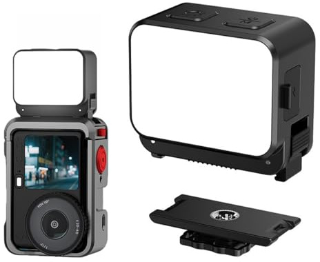 PUSOKEI Magnetische LED-Videoleuchte für OsmoAction 6, Vlogging-Licht, LED-Action-Kamera-Videobeleuchtung, 3 Farben, 4 Helligkeiten, IPX4 Wasserdicht