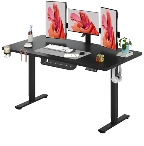 SANODESK Escritorio Elevable 160x60 cm, Altura Regulable con Control Digital y Memoria, Sistema Anticolisión, Mesa Escritorio Elevable Silenciosa para Oficina y Hogar, Negro