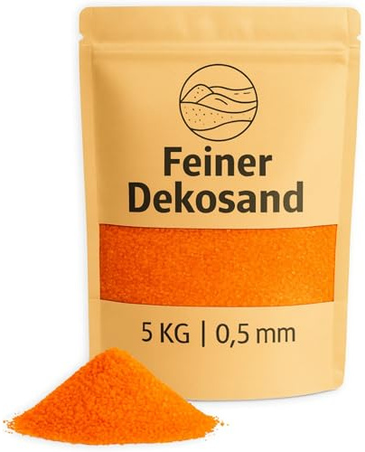 Deko-Sand orange 5 kg - Feine Dekosteine für Vasen, Gläser, Tischdeko & Floristik