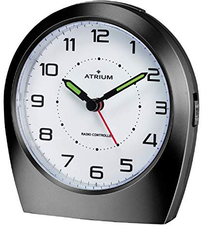 Atrium Funkwecker Analog Quarz ohne Ticken klassisches Design matt schwarz A620-7