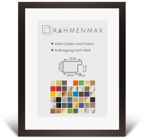 Morena MDF Rahmen für Bild 48x58cm Braun mit Acrylglas | zum Aufhängen Hoch- und Querformat/Maßanfertigung möglich/Puzzle Rahmen/mit 1mm klarem Acrylglas