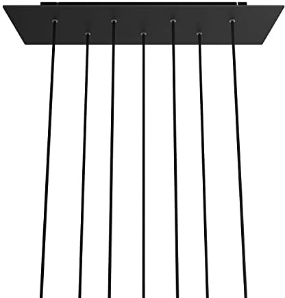 creative cables Rechteckiges XXL 7-Loch und 6 Seitenlöchern Lampenbaldachin, Rose-One-Abdeckung, Abmessungen 675 x 225 mm - Mattschwarz, Schwarz