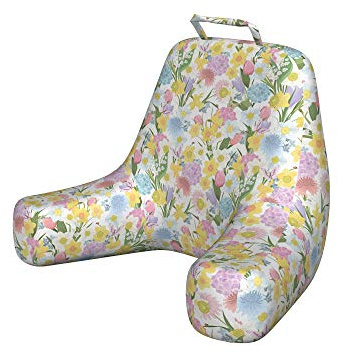 Lunarable Spring Reading Pillow Cover, Valley Flowers Medley of Lilly Hydrangea Pin Cushion Protea Gardenia and Tulips, Unstuffed Printed Bed Rest Case from Soft Fabric, XL Size, Multicolor