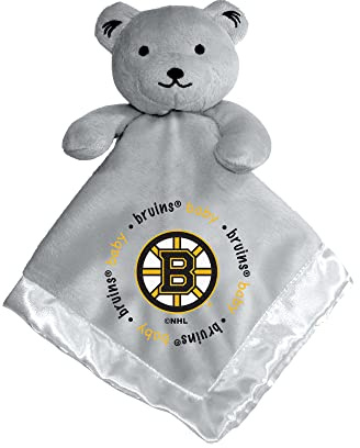 Baby Fanatic Security Bear Blanket - NHL Boston Bruins Infant Snuggle Buddy - Gray Plush Toy - Officially Licensed - Baby Safe