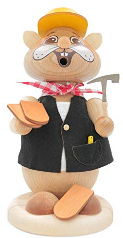 Kuhnert - Erzgebirgische Holzkunst Räuchermann Räucherfigur Hamster 19cm - Dachdecker