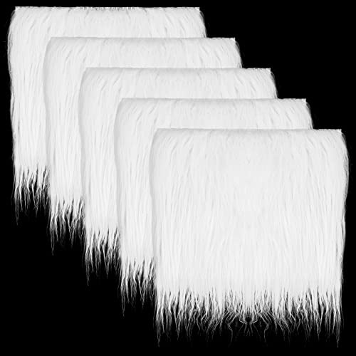 5 Pezzi Tessuto in Pelliccia Bianca 10 x 10 Pollici Toppa in Pelliccia Sintetica Quadrato Arruffata Bianca Fodera per Sedia Artigianale Cuscino per Sedile Costume Barba per Gnomi Ornamento Natalizio