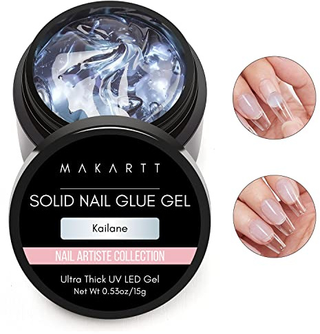 Makartt Fester Nagel Kleber für weiche Gel-Nagelspitzen Kailane Solid Nail Glue Solid Builder Gel für Nägel Stärken Nail Art DIY Home Salon 15 ml UV-lichtgehärtet
