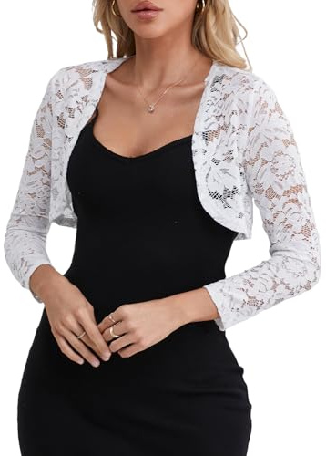 fuinloth Bolero Encaje Mujer Shrug Elegante para Fiestas Bodas Verano Toreras S 36-38