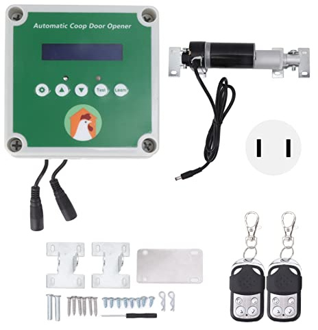 Haofy Abridor Automático de Gallinero, Actuadores Lineales, Kit de Motor Eléctrico para Puerta de Gallinero con Luz, Abridor Automático de Puerta de Gallinero, Cierre (Enchufe de la UE)
