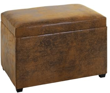 HAKU Sitztruhe braun, Vintage, MDF, Textilgewebe - Maße: B 58 cm x H 42 cm x T 39 cm, Style: Industrial