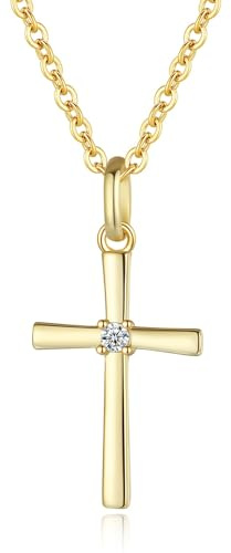GAVU 925 Sterling Silver Dainty Cross Necklace for Women, Dainty Gold Necklace for Women