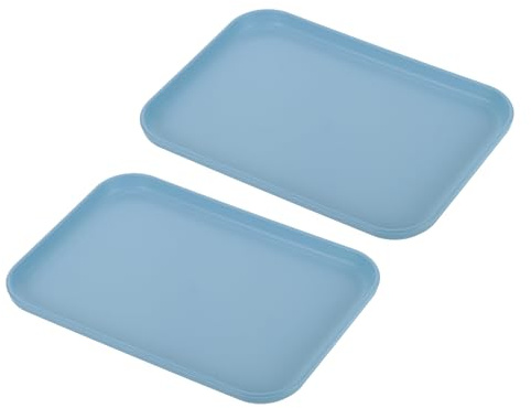 PATIKIL 2 Stücke Klein Serviertablett, 24cm x 17.5cm Kunststofftablett PP Fast Food-Tablett Wiederverwendbar Rechteckig Tabletts Servierplatte für Küche Esszimmer, Blau