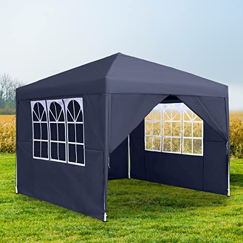Aufun Pavillon 3x3m Faltbar - Wasserdicht Faltpavillon Gartenpavillon Partyzelt mit 4 Seitenteilen, UV-Schutz für Party, Hochzeit und Picknick, Anthrazit
