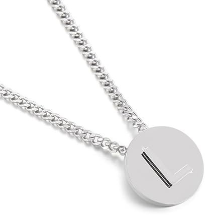 Homxi Kette Silber Anhänger Damen,Kette Edelstahl für Anhänger Mädchen Rund mit Buchstabe L Anhänger Halskette Silber