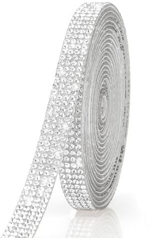 Strassband Selbstklebend Glitzersteine,Glitzerband Zum Kleben Weis,Rhinestone Ribbon,Selbstklebende Glitzerband,Paillettenband,Glitzer Kleber,Glitzer Deko,3 Yards Diy Dekoration