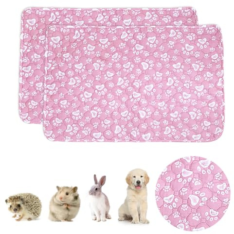 FineInno 2 Stück Meerschweinchen Käfig Liner, 60 x 45cm Wasserdicht PIPI Pads für Haustiere Waschbare Bettwäsche Schlafmatte Bezug für Kleintier Hamster Kaninchen (A)