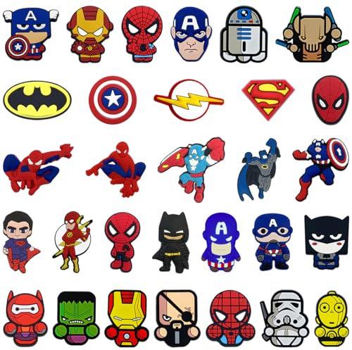 30 Stück Schuh Charms für Kinderpartys, Cartoon PVC Schuhanstecker, DIY Schuhdekoration, Kinder Schuh Pins