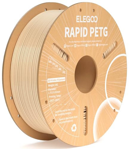 ELEGOO Rapid PETG Filament 1.75mm Beige 1 KG, High Speed 600mm/s 3D Drucker Filament Maßgenauigkeit +/- 0.02 mm, 1kg Pappspule(2.2lbs) Passend für die Meisten 3D Printer