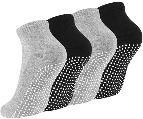 Newofview 4 Paar Stoppersocken für Damen Herren | Yoga Socken Antirutschsocken Rutschfeste Socken Grip Socken für Ballett, Pilates, Krankenhaus, Fitness