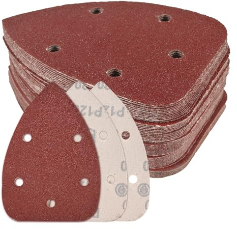 Ocasar 55Pcs Mouse Detail Sander Sandpaper, Professional 40 80 120 180 240 Grits Mouse Sander Pads for Sanding Polishing, 5 Hole Assorted Sander Sandpaper for Detail Mouse Sander
