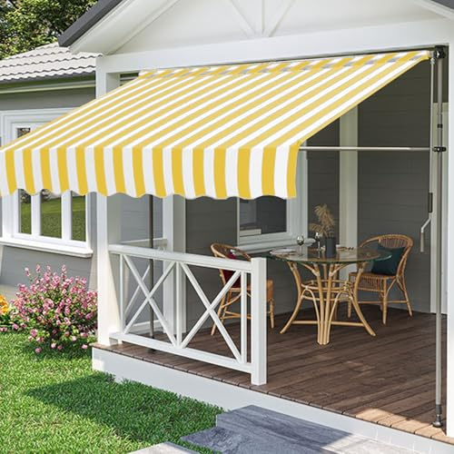 Markise Balkon Ohne Bohren, Klemmmarkise Mit Handkurbel, Balkonmarkisen Höhenverstellbar Uv-beständig Und Wasserdicht, Außenmarkise Für Terrasse Balkon, Aluminiumlegierung Manuell Einziehbare Markise