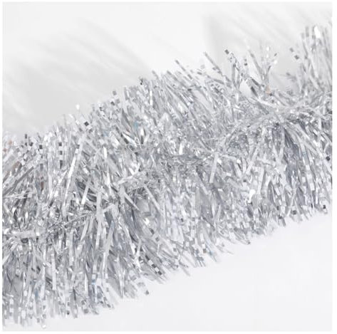 Wisafory 5 Stück 2 m Weihnachten Lametta Girlande Glitzer Weihnachtsgirlande Weihnachtsbaum Deko Hängende Dekoration Glänzend Weihnachtsbaumschmuck für Weihnachten Geburtstag Party Festival Silber