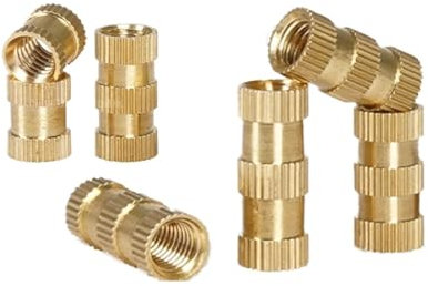 SynapSYA M2 M2,5 M3 M4 M5 M6 M8 M10 Messing-Heißschmelzmutter, Heißschmelz-Einsatzmutter, gerändelte Einspritzeinbettungsmutter aus Kunststoff, 3D-Druck Gewindeeinsatz(Length 10mm,M10(OD12mm) 10Pcs)