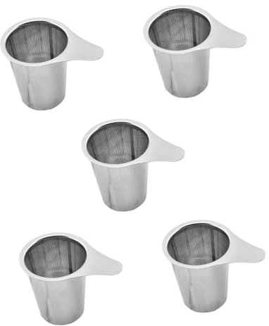 Ciieeo 5 Piezas fuga de té fuga de café colador de residuos de té colador de té suelto Filtrar colador chino infusores de té accesorios para la ceremonia del té Acero inoxidable Silver