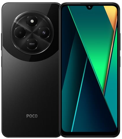 Xiaomi Poco C75 Smartphone 6 GB + 128 GB 6,88 Zoll 120 Hz HD+ Bildschirm, Medialek Helio G81, Triple Camara 50 MP + 2 MP, 5160 mAh, Schwarz